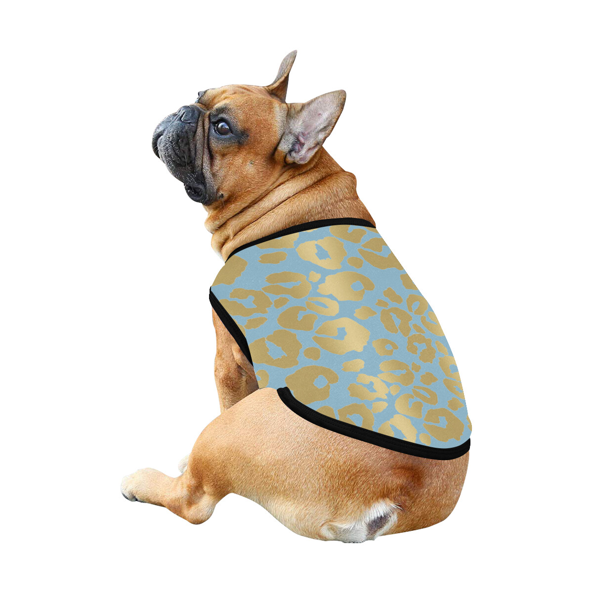 🐕 Leopard print Dog shirt, Dog Tank Top, Dog t-shirt, Dog clothes, Gifts, front back print, 7 sizes XS to 3XL, dog gifts, gold and regent st blue