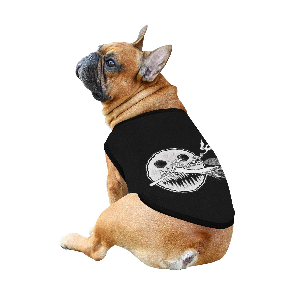 🐕 Halloween Moon Witch Cat Ghosts Pumpkins Snakes Dog shirt, Dog Tank Top, Dog t-shirt, Dog clothes, Gifts, front back print, 7 sizes XS to 3XL, dog gifts, black
