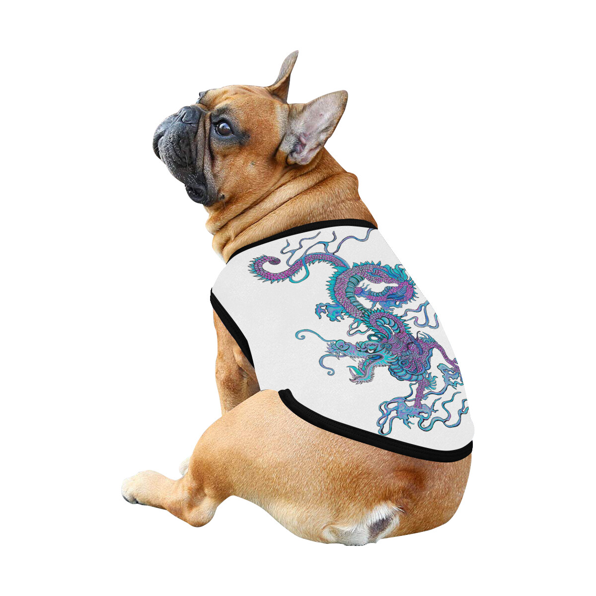 🐕🐉 Maru's Feilong Chinese Flying Dragon Dog shirt, Dog Tank Top, Dog t-shirt, Dog clothes, Gift, 7 sizes XS to 3XL, dog gifts, 50 colors, white