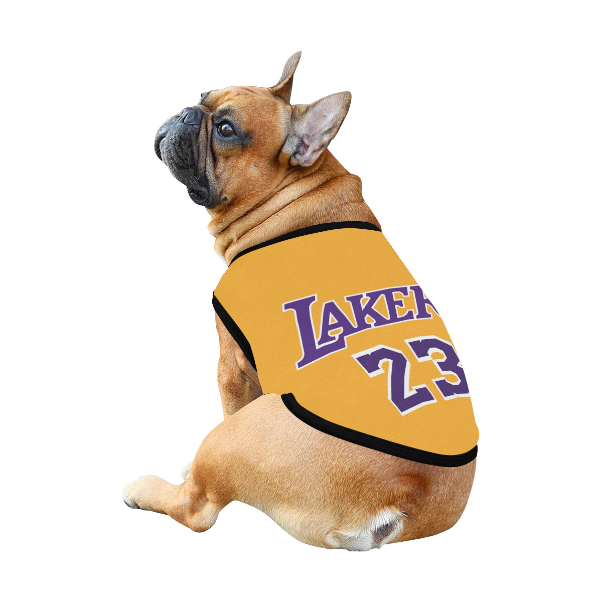 🐕 Lakers Lebron James 23 Dog shirt, Dog Tank Top, Dog t-shirt, Dog clothes, Gifts, front back print, 7 sizes XS to 3XL, dog gifts, yellow