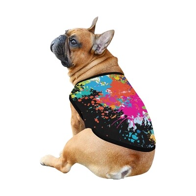 🐕 Artist Dog Splash of colors Dog shirt, Dog Tank Top, Dog t-shirt, Dog clothes, Gifts, front back print, 7 sizes XS to 3XL, dog gifts, black