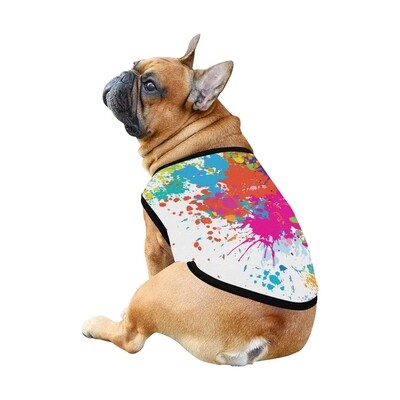 🐕 Artist Dog Splash of colors Dog shirt, Dog Tank Top, Dog t-shirt, Dog clothes, Gifts, front back print, 7 sizes XS to 3XL, dog gifts, white