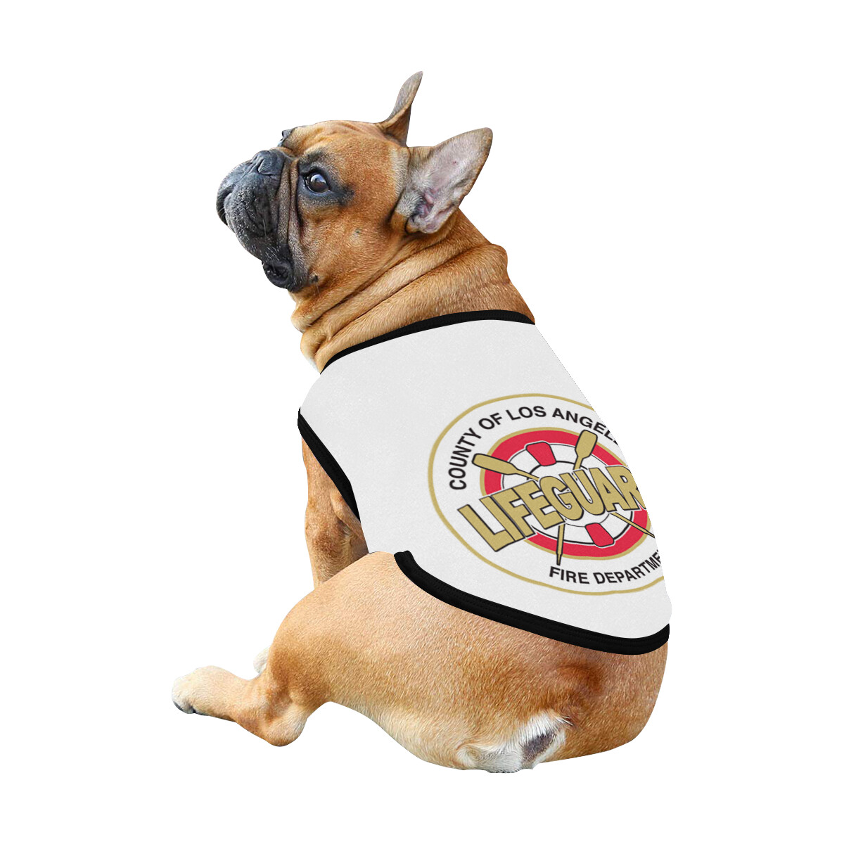 🐕 Lifeguard LAFD Los Angeles Fire Department Dog shirt, Dog Tank Top, Dog t-shirt, Dog clothes, Gifts, front back print, 7 sizes XS to 3XL, dog gifts, white