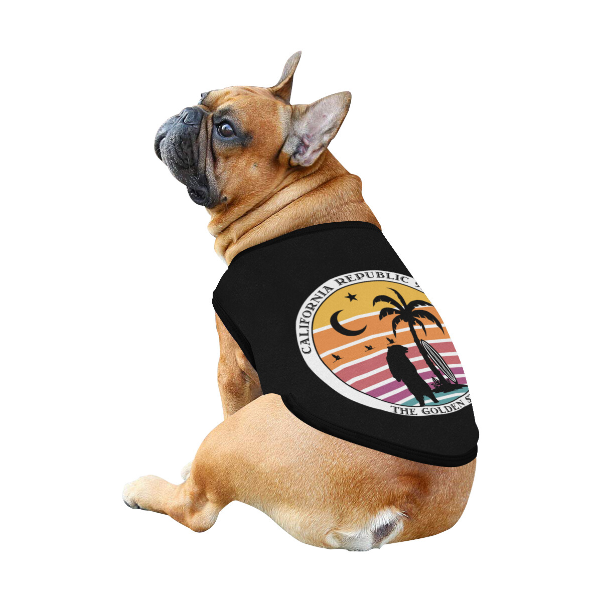 🐕 California Republic The Golden State Dog t-shirt, Dog Tank Top, Dog shirt, Dog clothes, Gifts, front back print, 7 sizes XS to 3XL dog t-shirt, white/black