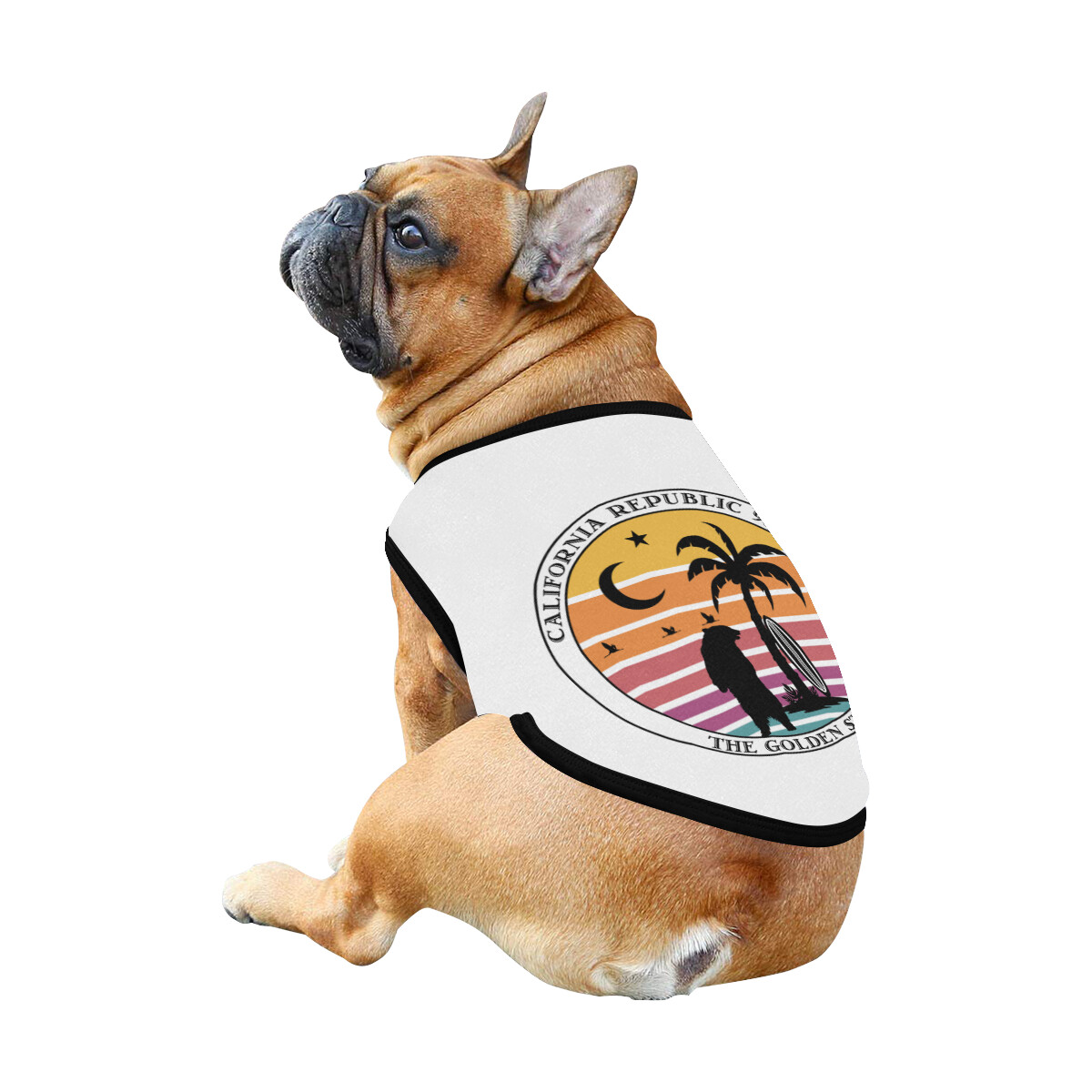 🐕 California Republic The Golden State Dog t-shirt, Dog Tank Top, Dog shirt, Dog clothes, Gifts, front back print, 7 sizes XS to 3XL dog t-shirt, white/white