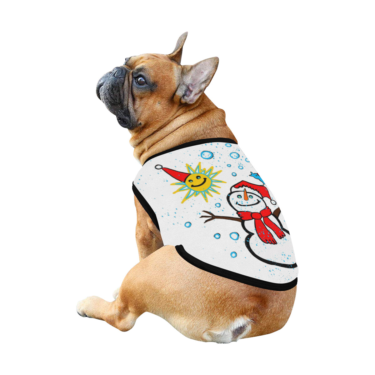 🐕 Christmas Winter Snowman Dog shirt, Dog Tank Top, Dog t-shirt, Dog clothes, Gifts, front back print, 7 sizes XS to 3XL, dog gifts, white