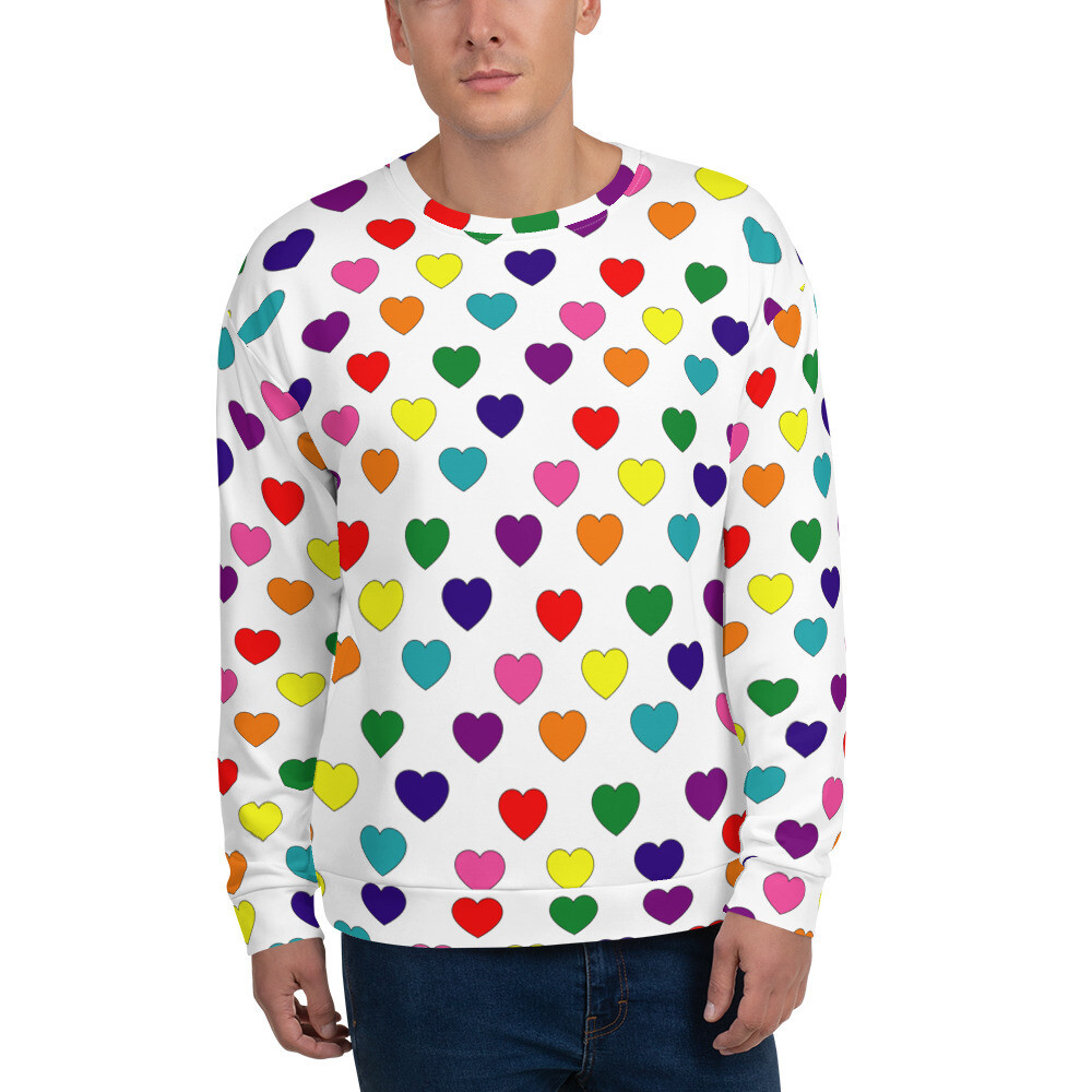 👸🏽🤴🏽Love is Love LGBT pride flag Rainbow pride flag Gay Pride Flag hearts Unisex Sweatshirt 7 Sizes XS to 3X, Gift, valentine, valentine's day