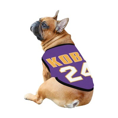 🐕 Lakers 24 Kobe Bryant Dog t-shirt, Dog Tank Top, Dog shirt, Dog clothes, Gifts, front back print, 7 sizes XS to 3XL, dog t-shirt purple