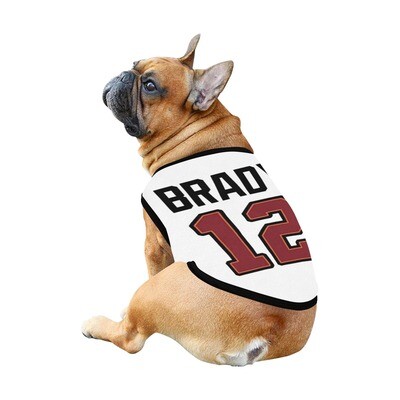 🐕 USA NFL Tampa Bay Buccaneers Tom Brady Dog t-shirt, Dog Tank Top, Dog shirt, Dog clothes, Gifts, front back print, 7 sizes XS to 3XL, white