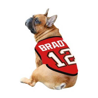 🐕 USA NFL Tampa Bay Buccaneers Tom Brady Dog t-shirt, Dog Tank Top, Dog shirt, Dog clothes, Gifts, front back print, 7 sizes XS to 3XL, red