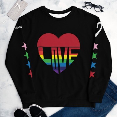 👸🏽🤴🏽David Rose Love LGBTQ flag heart Unisex Sweatshirt 7 Sizes XS to 3X, Gift, Schitt's Creek, Dan Levy, TV series, pride