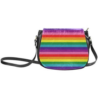 👜🏳️‍🌈 Love is Love Crossbody Bag LGBTQ flag horizontal stripes, rainbow flag, pride flag, saddle bad, shoulder bag, gift for her, Size 10.24"(L) x 4.13"(W)