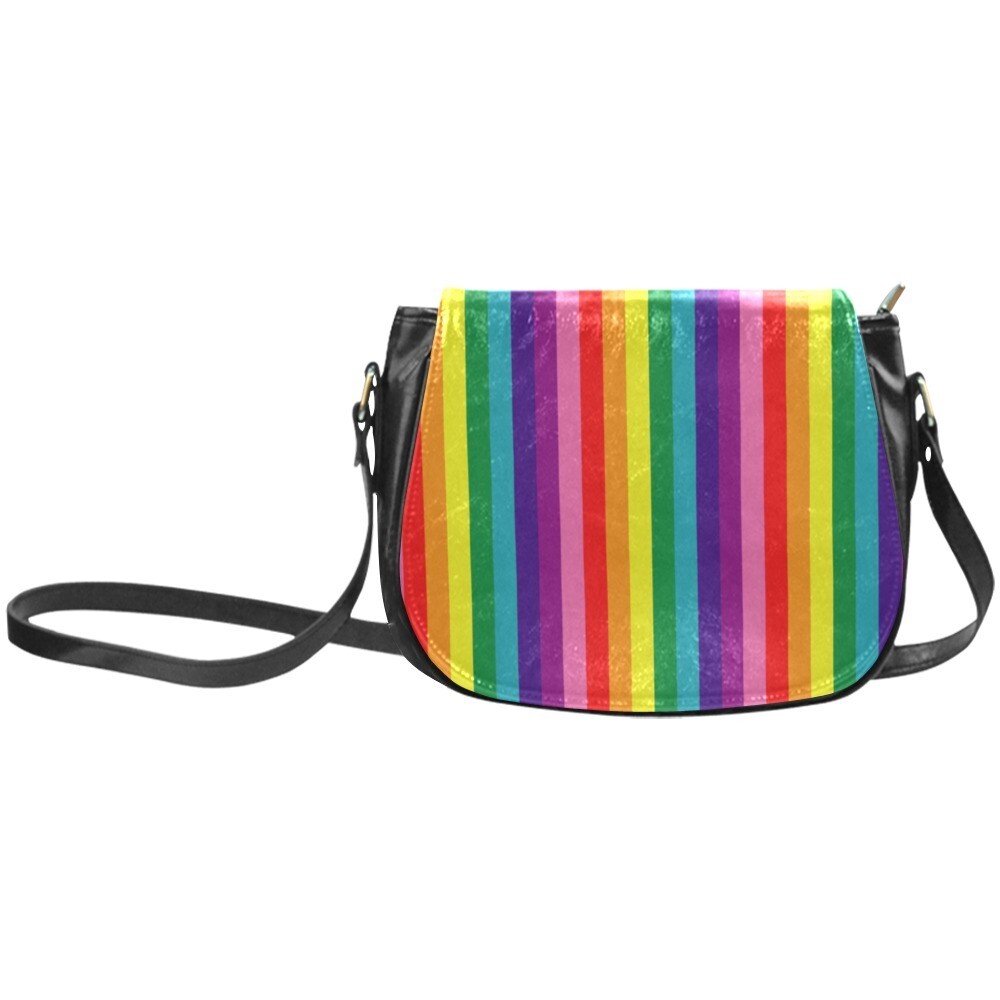 👜🏳️‍🌈 Love is Love Crossbody Bag LGBTQ flag vertical stripes, rainbow flag, pride flag, saddle bad, shoulder bag, gift for her, Size 10.24"(L) x 4.13"(W)