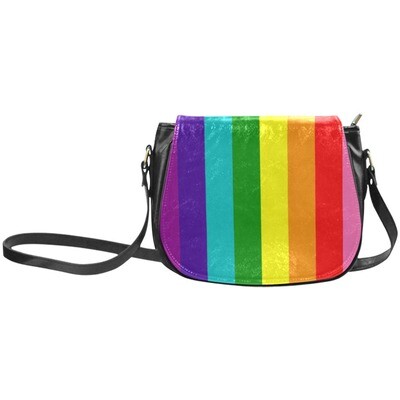 👜🏳️‍🌈 Love is Love Crossbody Bag LGBTQ flag big vertical stripes, rainbow flag, pride flag, saddle bad, shoulder bag, gift for her, Size 10.24"(L) x 4.13"(W)