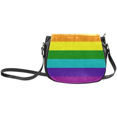 👜🏳️‍🌈 Love is Love Crossbody Bag LGBTQ flag big horizontal stripes, rainbow flag, pride flag, saddle bad, shoulder bag, gift for her, Size 10.24"(L) x 4.13"(W)