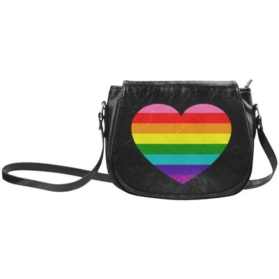 👜🏳️‍🌈 Love is Love Crossbody Bag LGBTQ flag big heart, rainbow flag, pride flag, saddle bad, shoulder bag, gift for her, Size 10.24"(L) x 4.13"(W)