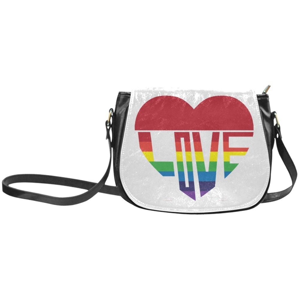 👜🏳️‍🌈 Love is Love Crossbody Bag LGBTQ flag LOVE heart, rainbow flag, pride flag, saddle bad, shoulder bag, gift for her, Size 10.24"(L) x 4.13"(W)