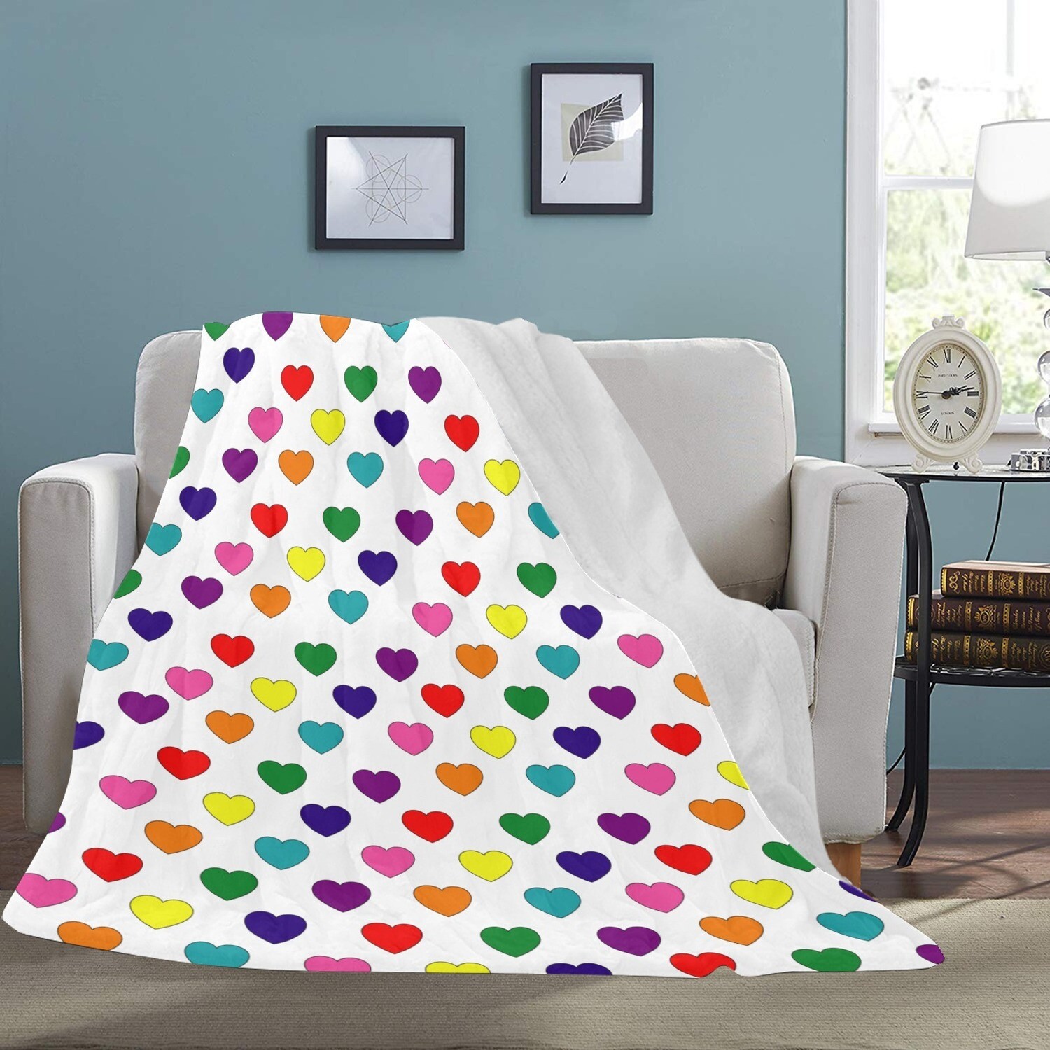 🤴🏽👸🏽🏳️‍🌈💕Large Ultra-Soft Micro Fleece Blanket Love is Love LGBTQ flag Hearts, rainbow flag, pride flag, gift, gift for her, gift for him, gift for them, 70"x80"