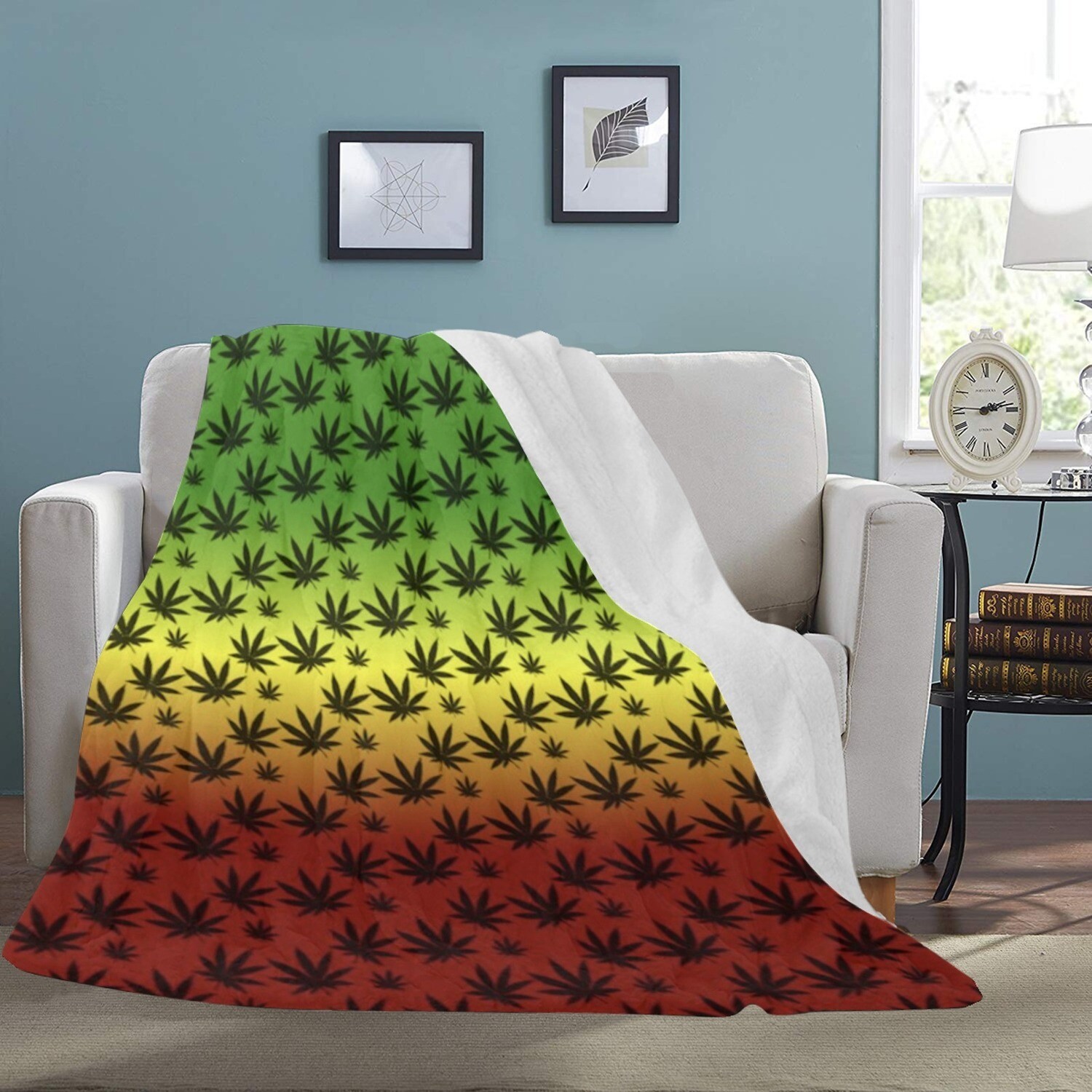🤴🏽👸🏽Large Ultra-Soft Micro Fleece Blanket Cannabis Marijuana Weed Leaves gradient, cat, kitty, feline, gift, gift for her, gift for him, gift for them, 70"x80"