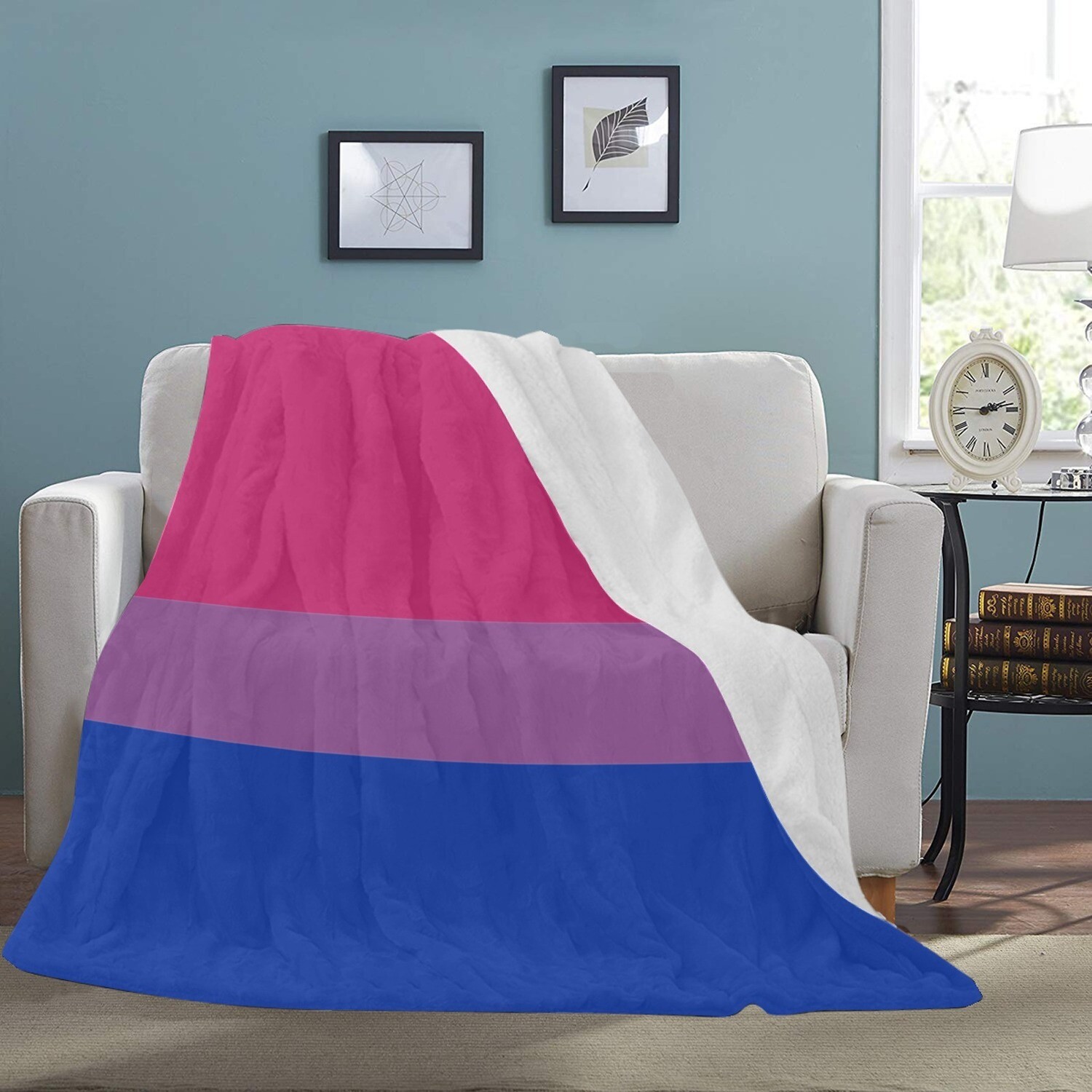 🤴🏽👸🏽🏳️‍🌈 Large Ultra-Soft Micro Fleece Blanket Love is Love Bisexual Pride Flag created by Michael Page 1998, gift, gift for her, gift for him, gift for them, 70"x80"