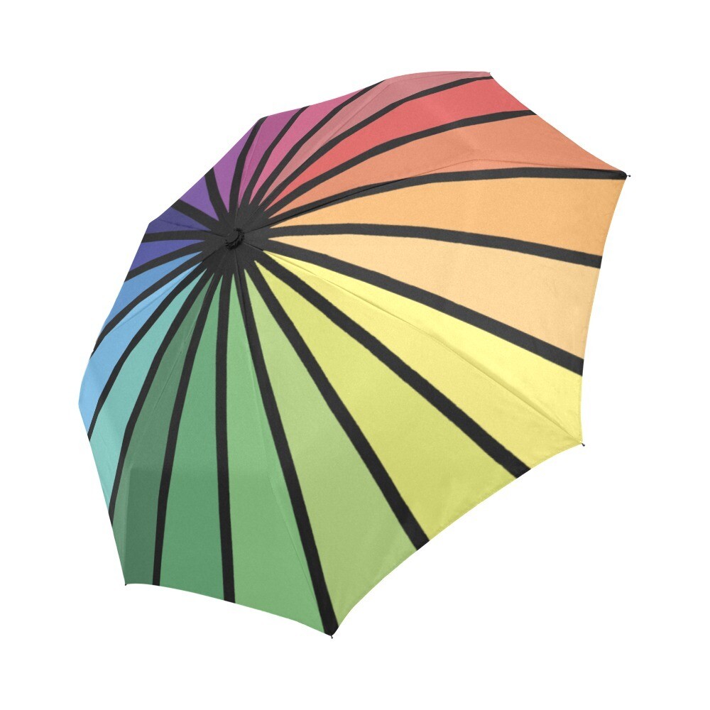 🤴🏽👸🏽☂🏳️‍🌈 Automatic Foldable Rainbow Umbrella Love is Love, LGBTQ pride flag, Rainbow flag, Original Gay Pride Flag, gift, accessories, black