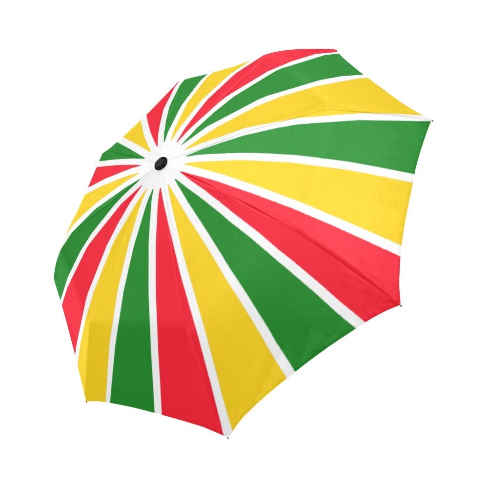 🤴🏽👸🏽☂ Automatic Foldable Rasta Umbrella Rastafari, Jamaica, Rastafarian, Flag, gift, gift for him, gift for her, gift for them, accessories, white