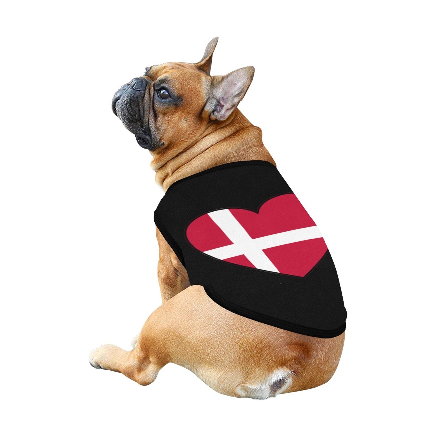 🐕🇩🇰 I love DENMARK dog t-shirt, dog gift, dog tank top, dog shirt, dog clothes, gift, 7 sizes XS to 3XL, Danish flag, heart shape, black
