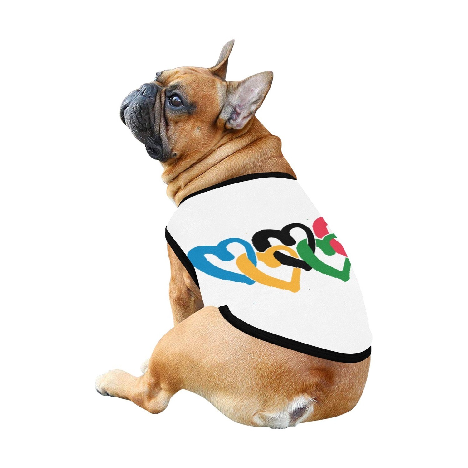 🐕 I love Sports, Olympic Rings, Hearts, Game on! dog t-shirt, dog gift, dog tank top, dog shirt, dog clothes, gift, 7 sizes XS to 3XL, white