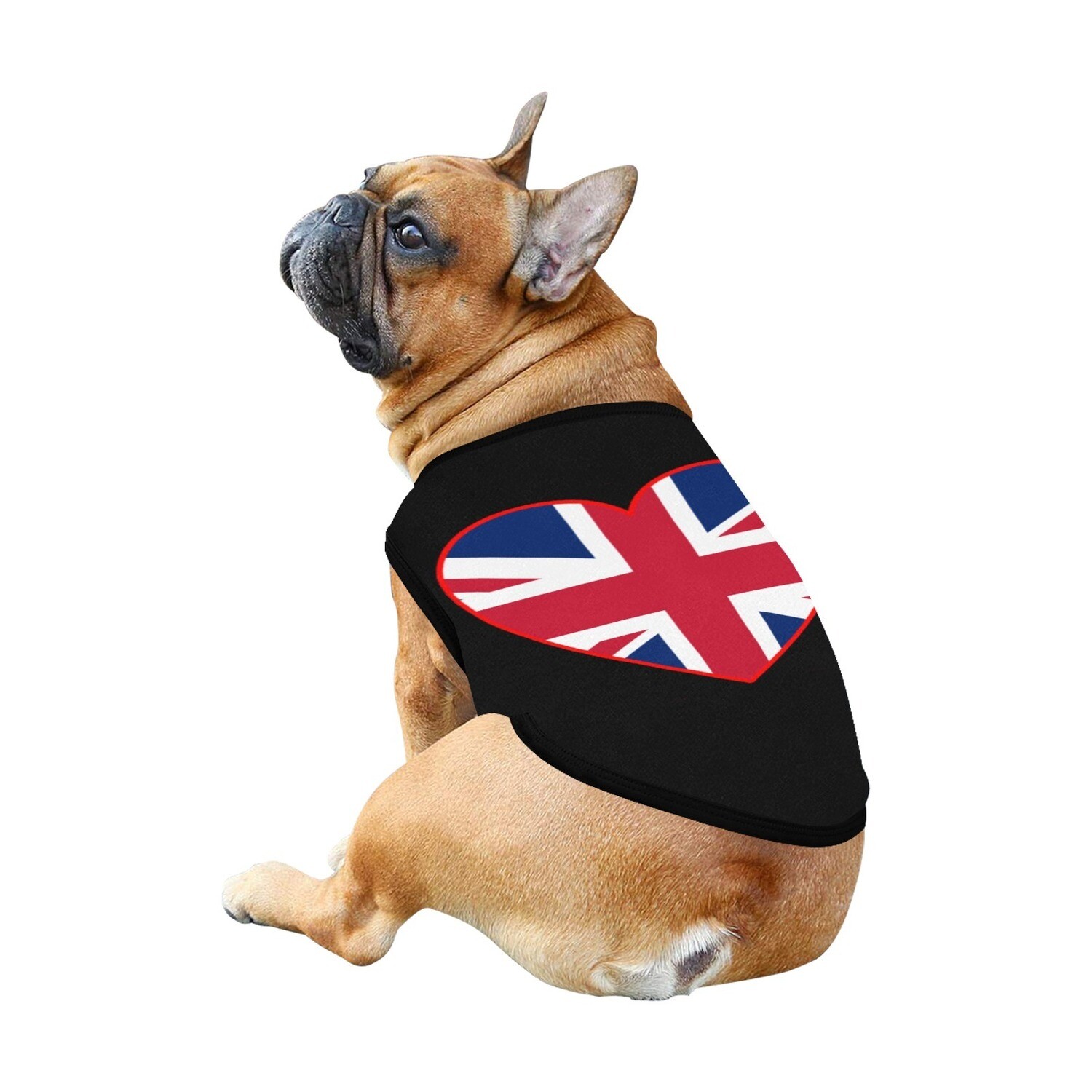 🐕🇬🇧 I love United Kingdom, Union Jack flag, dog t-shirt, dog gift, dog tank top, dog shirt, dog clothes, gift, 7 sizes XS to 3XL, heart shape, black
