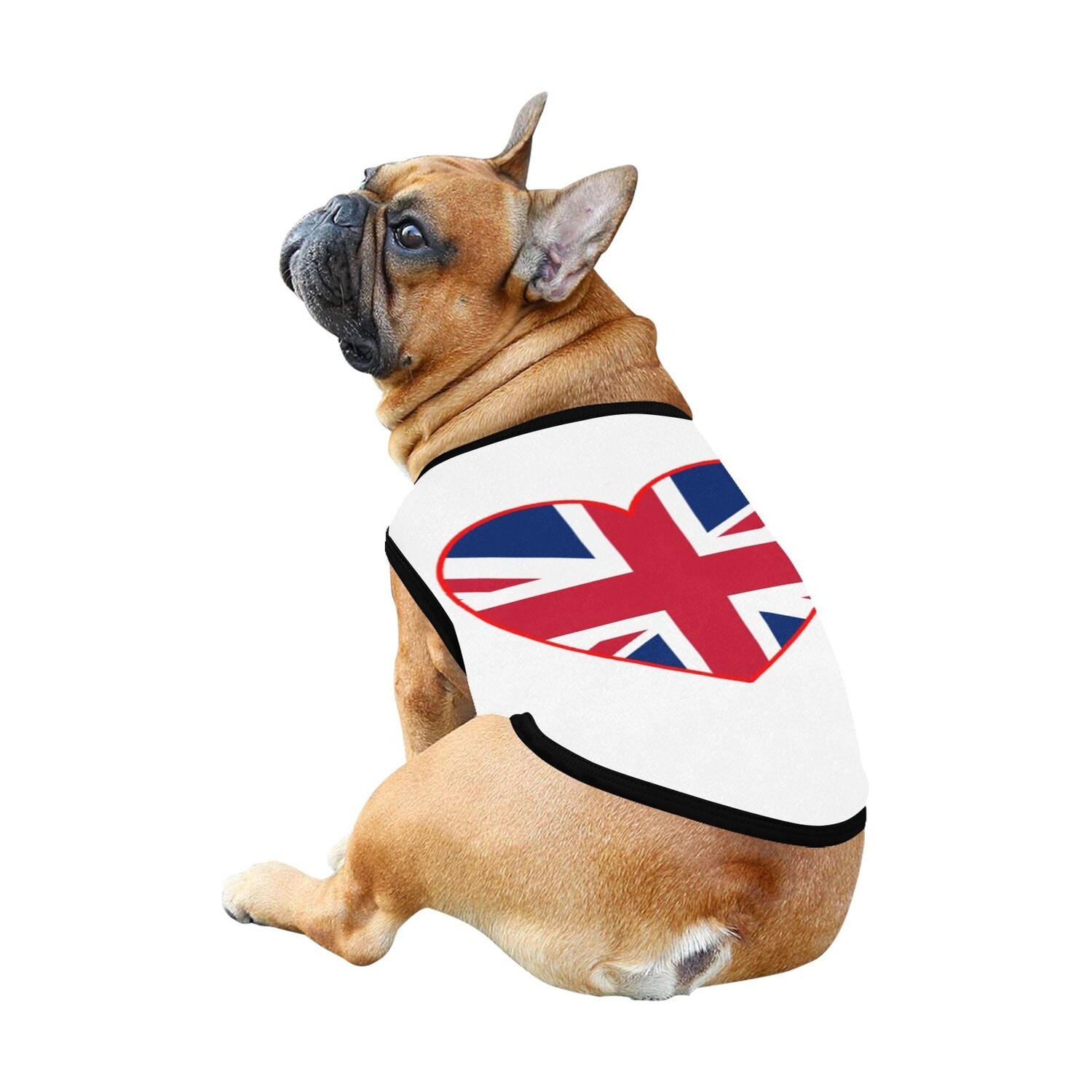 🐕🇬🇧 I love United Kingdom, Union Jack flag, dog t-shirt, dog gift, dog tank top, dog shirt, dog clothes, gift, 7 sizes XS to 3XL, heart shape, white