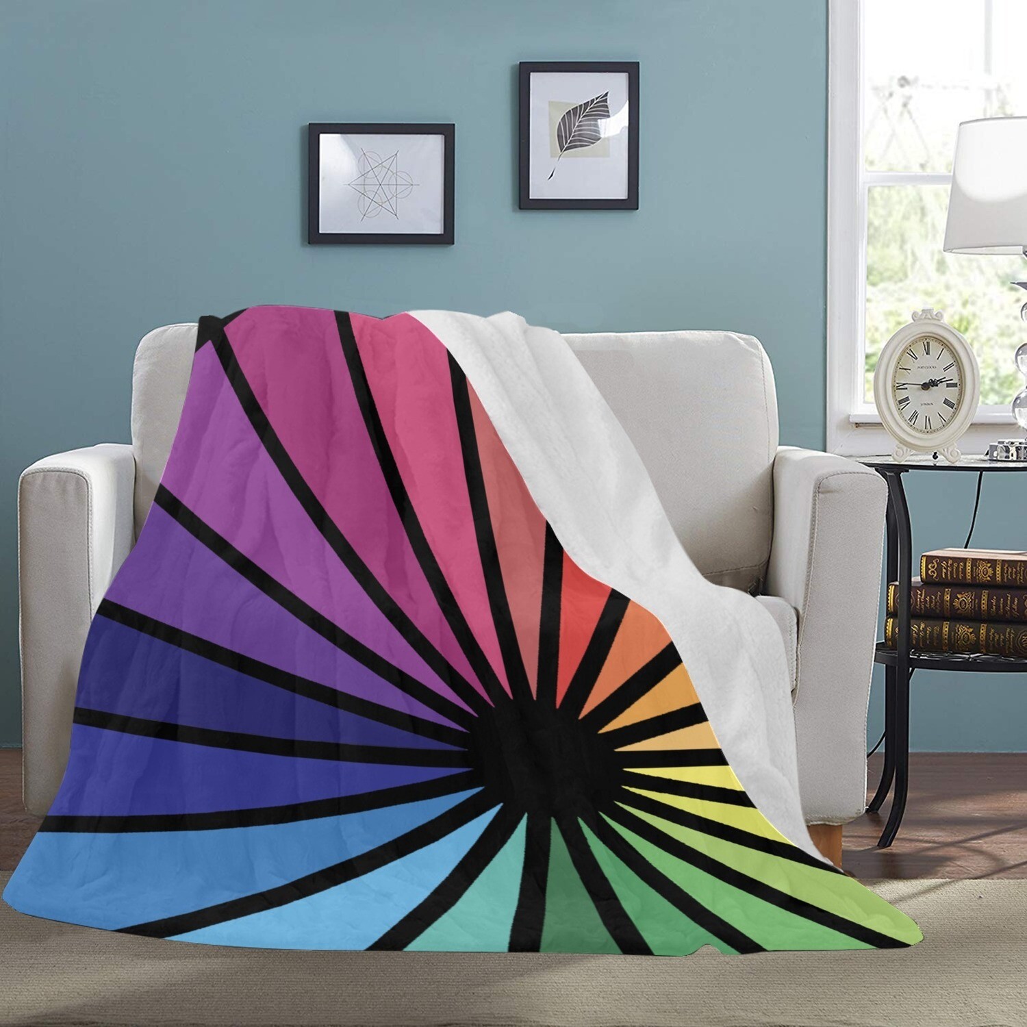 🤴🏽👸🏽Large Ultra-Soft Micro Fleece Blanket Rainbow Spectrum, gift, gift for her, gift for him, gift for them, 70"x80", black