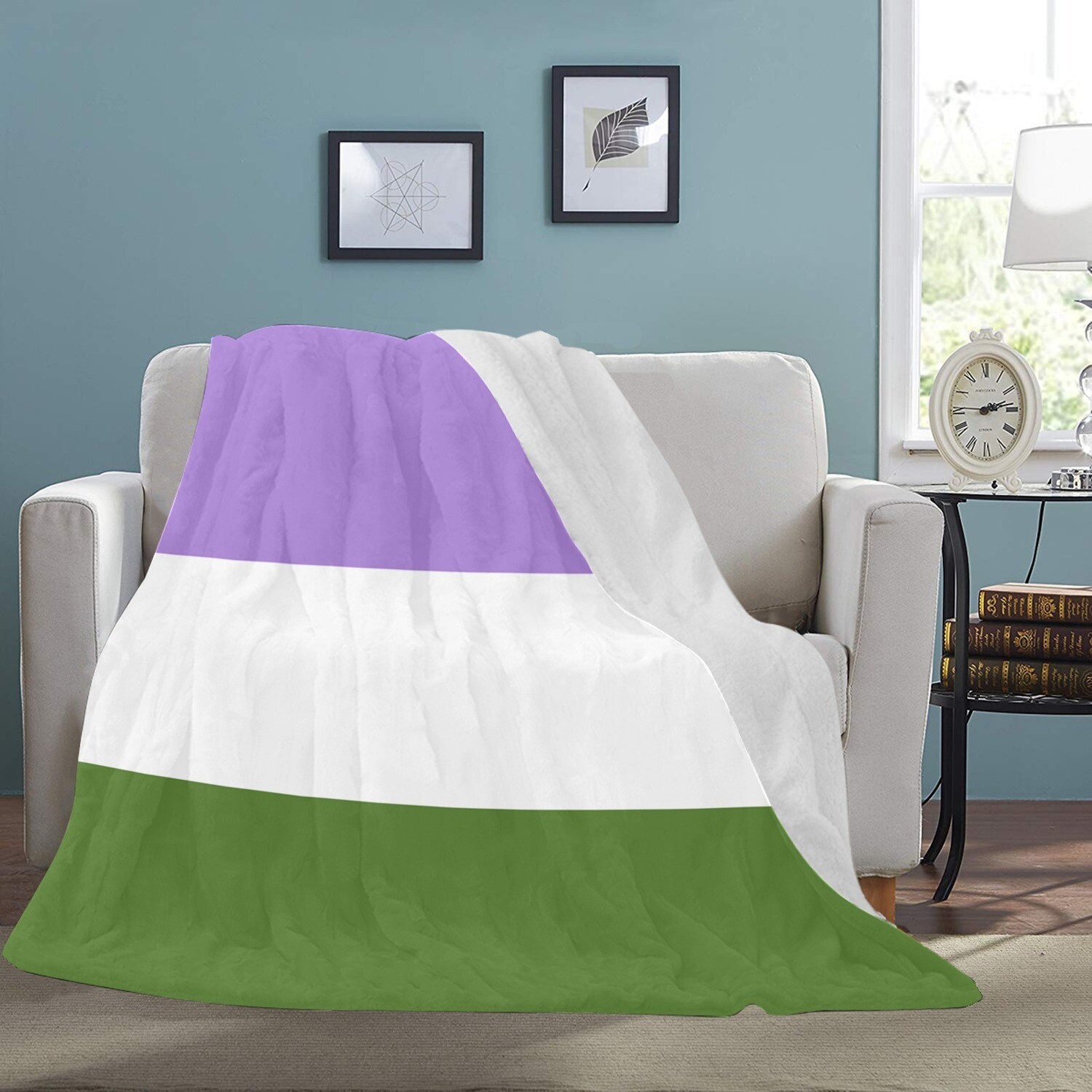 🤴🏽👸🏽🏳️‍🌈 Large Ultra-Soft Micro Fleece Blanket Love is Love Genderqueer Pride Flag by Marilyn Roxie 2011, gift, gift for her, gift for him, gift for them, 70"x80"
