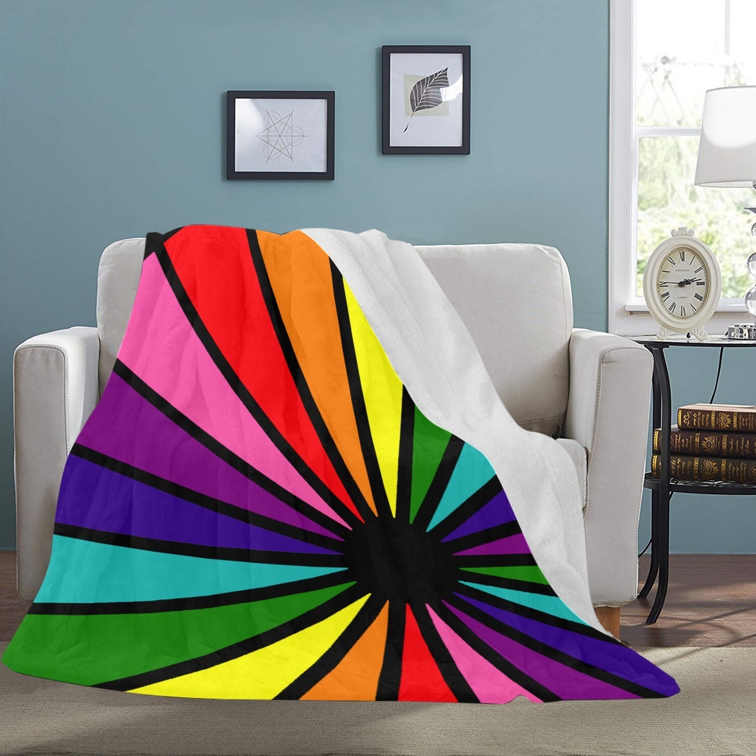 🤴🏽👸🏽🏳️‍🌈 Large Ultra-Soft Micro Fleece Blanket Love is Love LGBTQ flag, Spectrum, rainbow flag, pride flag, gift, gift for her, gift for him, gift for them, 70"x80", black