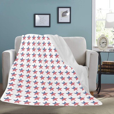 🤴🏽👸🏽🇺🇸 Large Ultra-Soft Micro Fleece Blanket Fourth of July, I love America, big USA flag Stars, gift, gift for her, gift for him, gift for them, 70"x80", white
