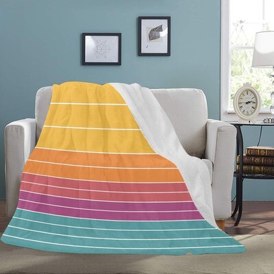 🤴🏽👸🏽Large Ultra-Soft Micro Fleece Blanket Summer vibes, Sunset stripes, gift, gift for her, gift for him, gift for them, 70"x80"