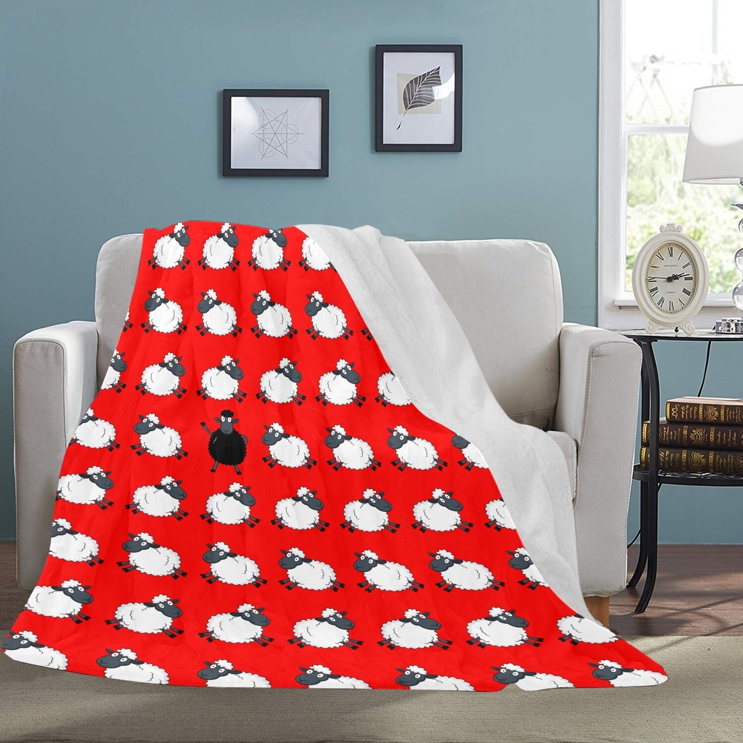 🤴🏽👸🏽🐑Large Ultra-Soft Micro Fleece Blanket Black sheep, Lady Diana, Princess of Wales, Royal, gift, gift for her, gift for him, gift for them, 70"x80", red