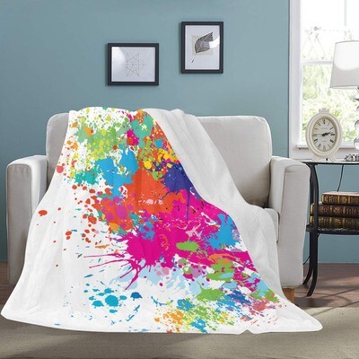 👨🏽‍🎨👩🏽‍🎨Large Ultra-Soft Micro Fleece Blanket Artist, Splash of colors, Paint, gift, gift for her, gift for him, gift for them, 70"x80", white