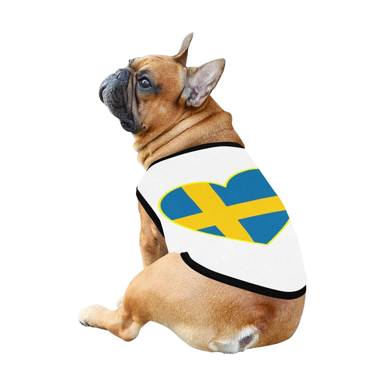 🐕🇸🇪I love Sweden, Swedish flag, dog t-shirt, dog gift, dog tank top, dog shirt, dog clothes, gift, 7 sizes XS to 3XL, heart shape, white