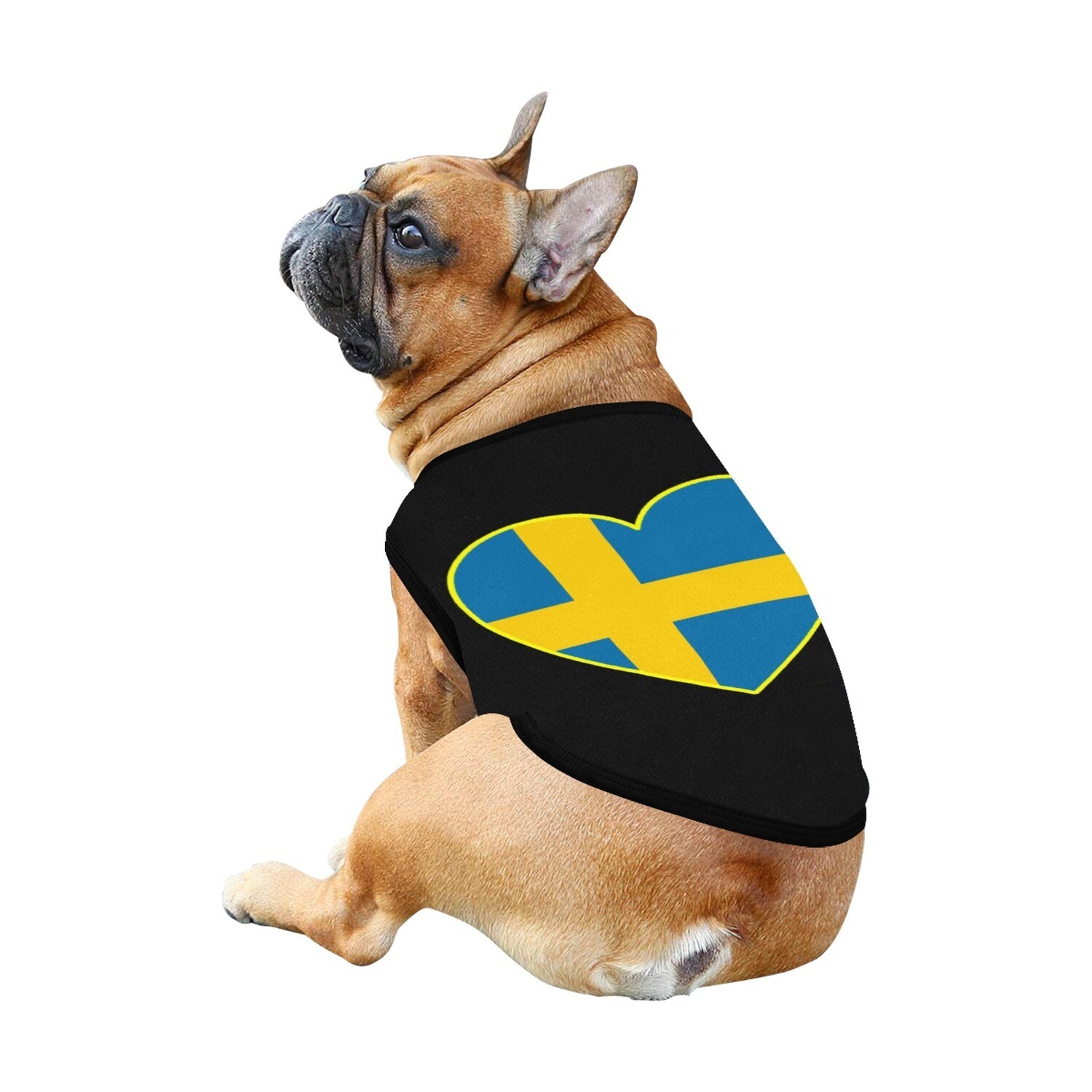 🐕🇸🇪I love Sweden, Swedish flag, dog t-shirt, dog gift, dog tank top, dog shirt, dog clothes, gift, 7 sizes XS to 3XL, heart shape, black