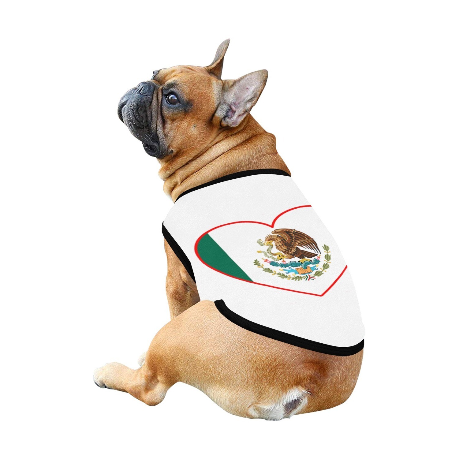 🐕 🇲🇽 I love Mexico dog t-shirt, dog gift, dog tank top, dog shirt, dog clothes, gift, 7 sizes XS to 3XL, Mexican flag, heart shape, white