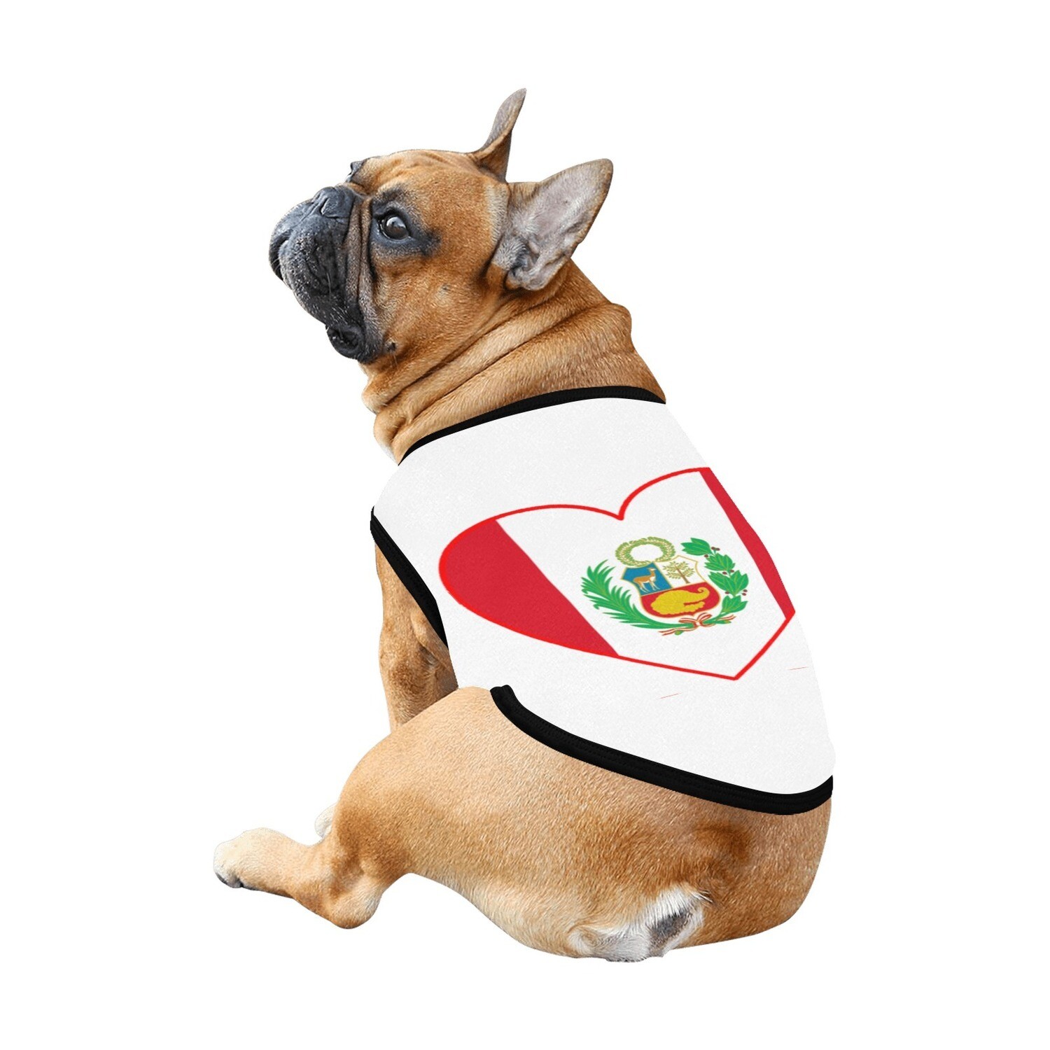 🐕 🇵🇪 I love Peru dog t-shirt, dog gift, dog tank top, dog shirt, dog clothes, gift, 7 sizes XS to 3XL, Peruvian flag, heart shape, white