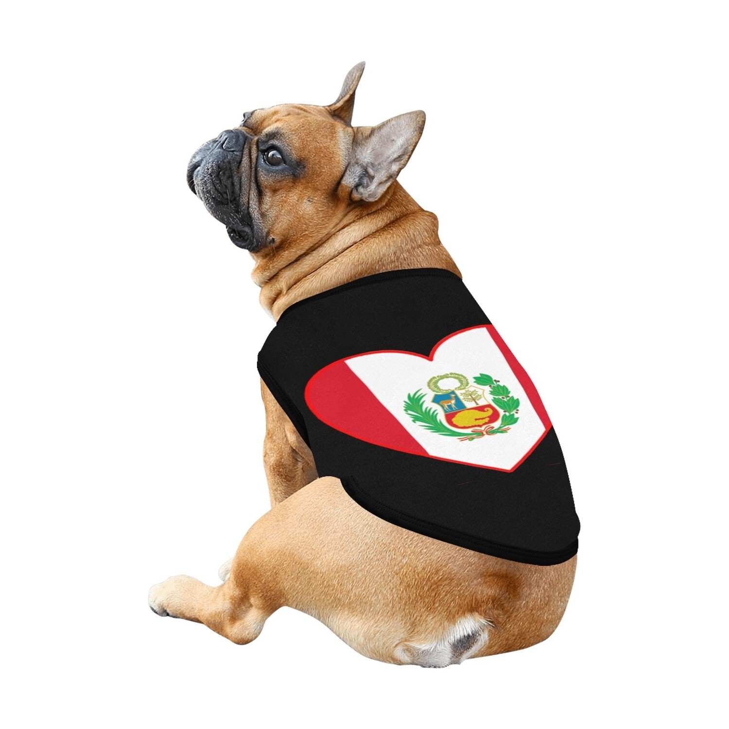 🐕 🇵🇪 I love Peru dog t-shirt, dog gift, dog tank top, dog shirt, dog clothes, gift, 7 sizes XS to 3XL, Peruvian flag, heart shape, black