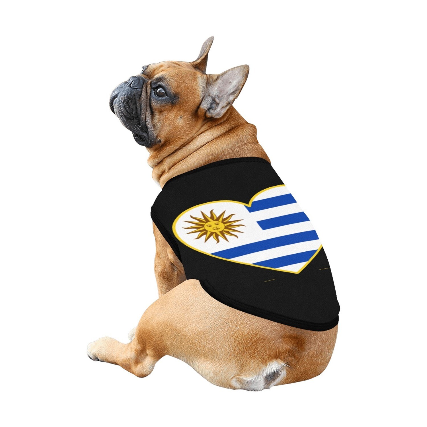 🐕🇺🇾I love Uruguay dog t-shirt, dog gift, dog tank top, dog shirt, dog clothes, gift, 7 sizes XS to 3XL, Uruguayan flag, heart shape, black