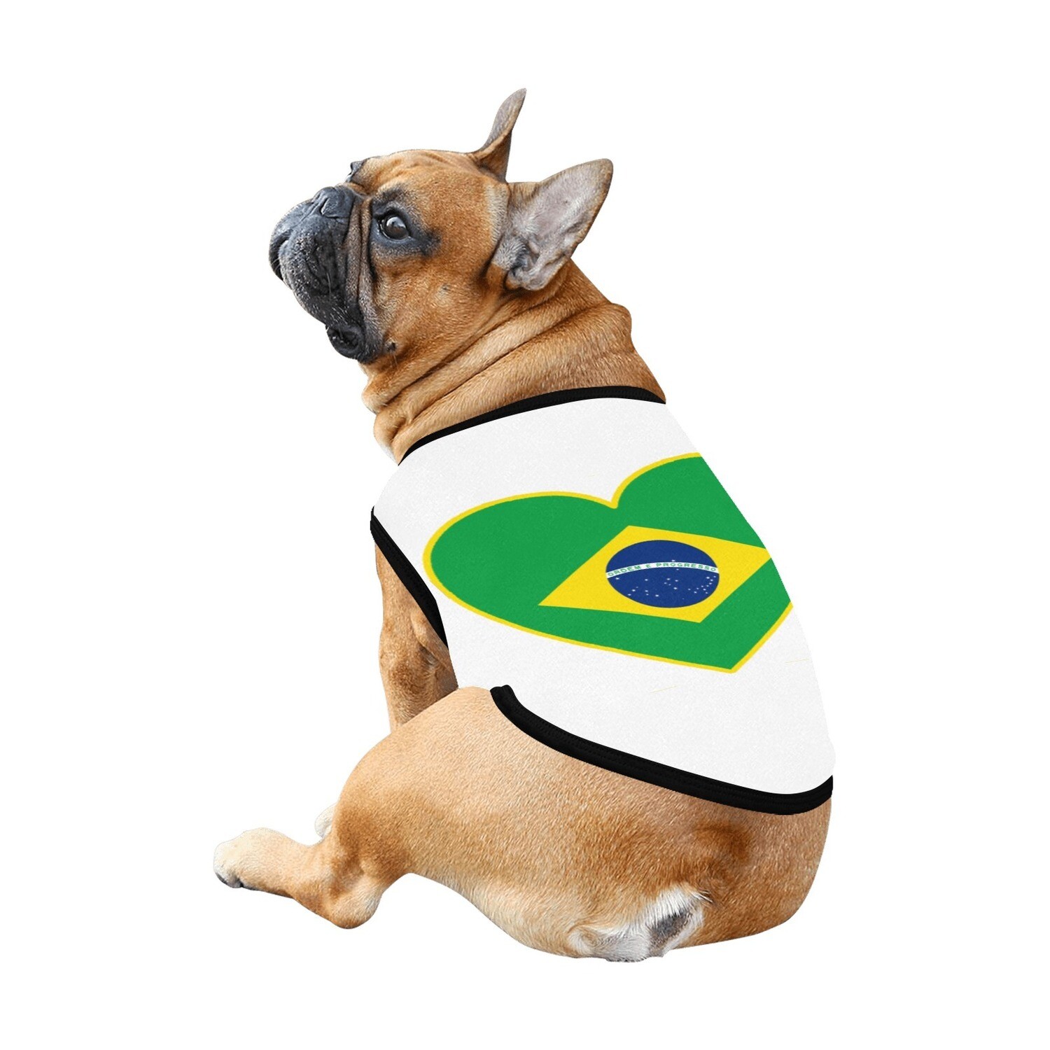 🐕🇧🇷I love Brazil dog t-shirt, dog gift, dog tank top, dog shirt, dog clothes, gift, 7 sizes XS to 3XL, Brazilian flag, heart shape, white