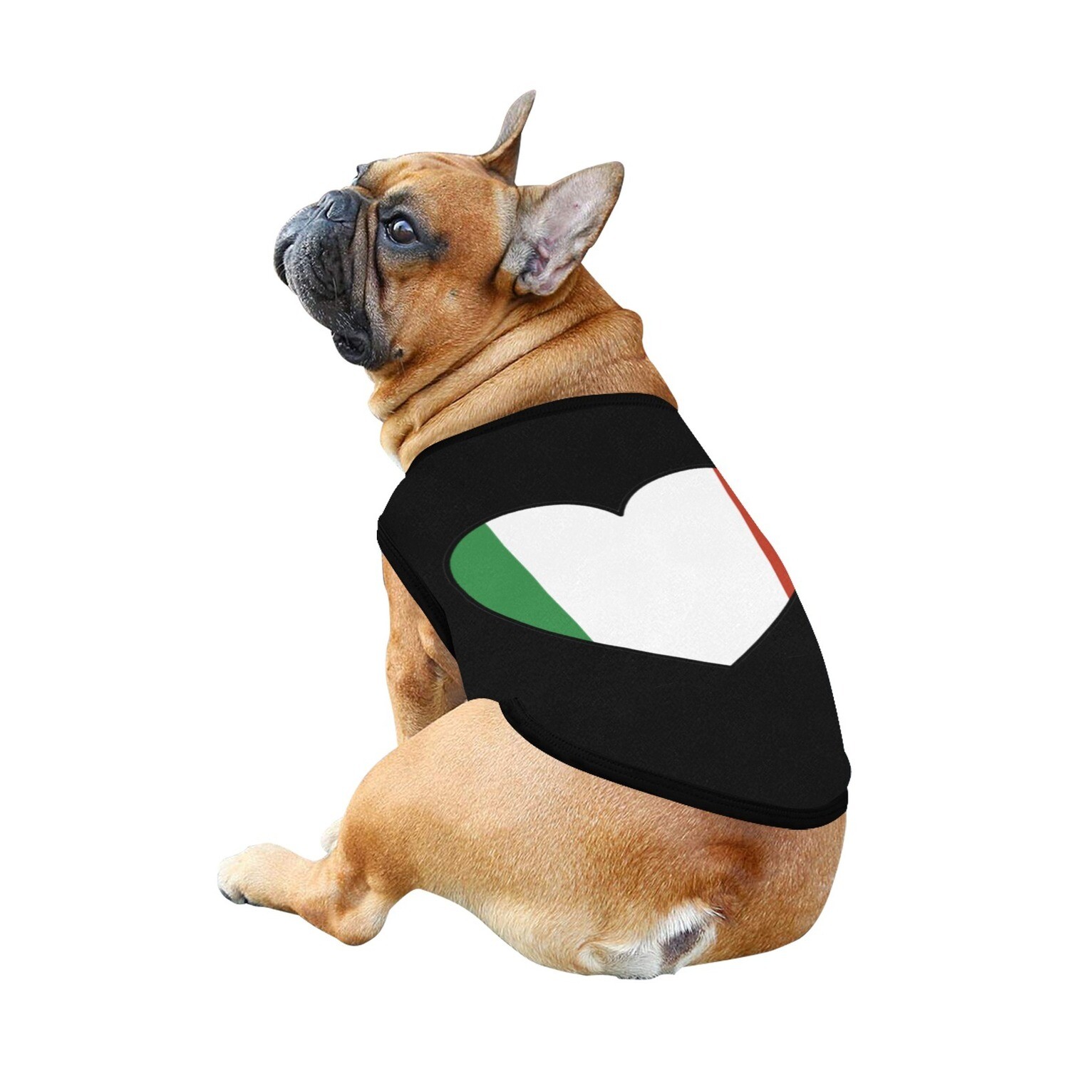🐕 🇮🇹 I love Italy dog t-shirt, dog gift, dog tank top, dog shirt, dog clothes, gift, 7 sizes XS to 3XL, Italian flag, heart, black