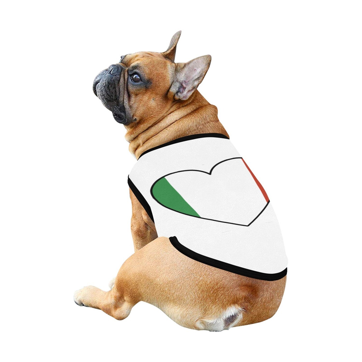 🐕 🇮🇹 I love Italy dog t-shirt, dog gift, dog tank top, dog shirt, dog clothes, gift, 7 sizes XS to 3XL, Italian flag, heart, white