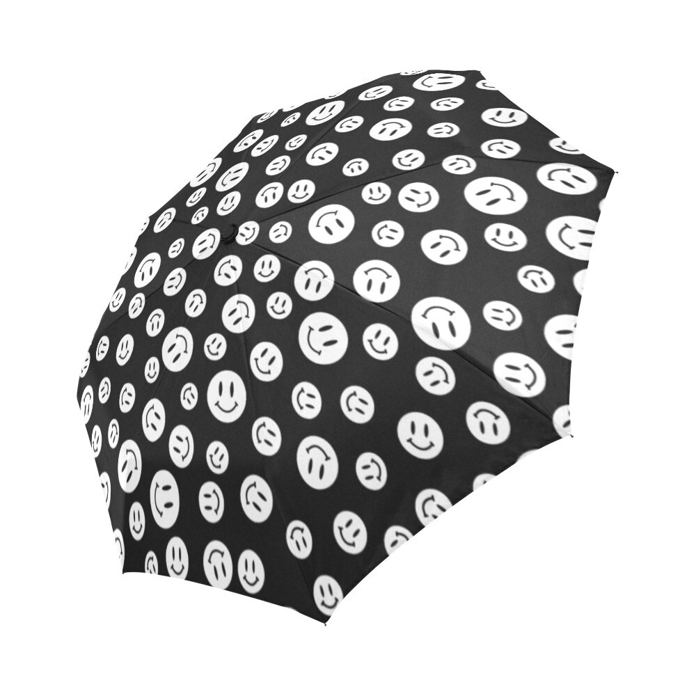 🤴🏽👸🏽☂😀Automatic Foldable Umbrella Happiness,  Happy faces, Smileys, Emojis, gift, gift for him, gift for her, accessories, black & white