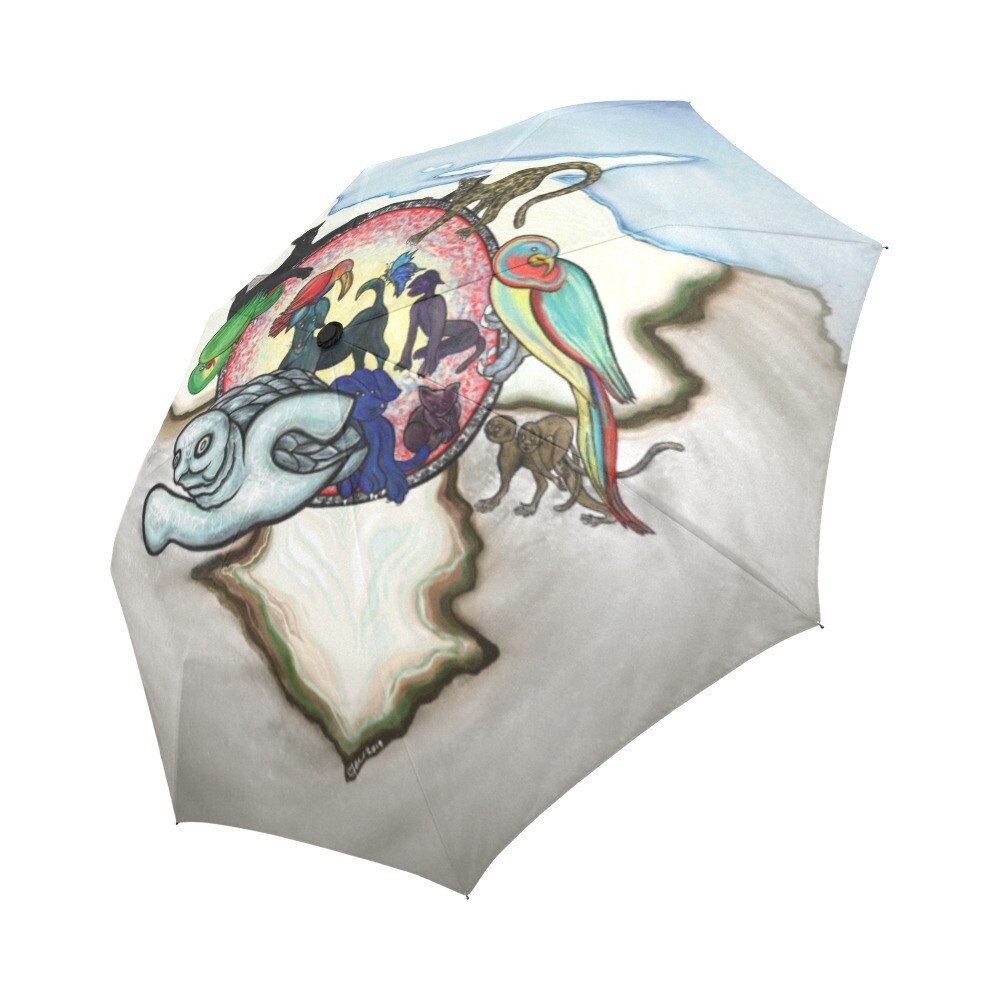 🤴🏽👸🏽☂🇻🇪🐢 Automatic Foldable Umbrella Venezuela and its Animals by Maru, Venezuelan map, gift, gift for him, gift for her, accessories