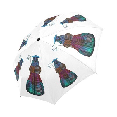 🤴🏽👸🏽☂🇻🇪 Automatic Foldable Umbrella Venezuela big Divina Pastora pattern, Homage to Carlos Cruz-Diez Kinetic and Optical art, gift, gift for him, gift for her, accessories, white