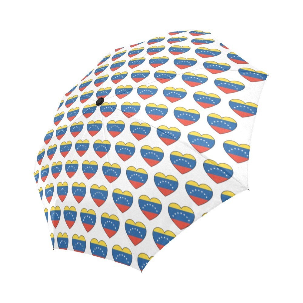 🤴🏽👸🏽☂🇻🇪 Automatic Foldable Umbrella I love Venezuela, Venezuelan flag, gift, gift for him, gift for her, accessories, heart shape, white